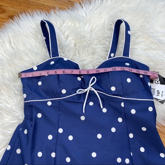 R&K Originals NWT Blue Polka Dot PETITE Sun Dress - Picture 9 of 13